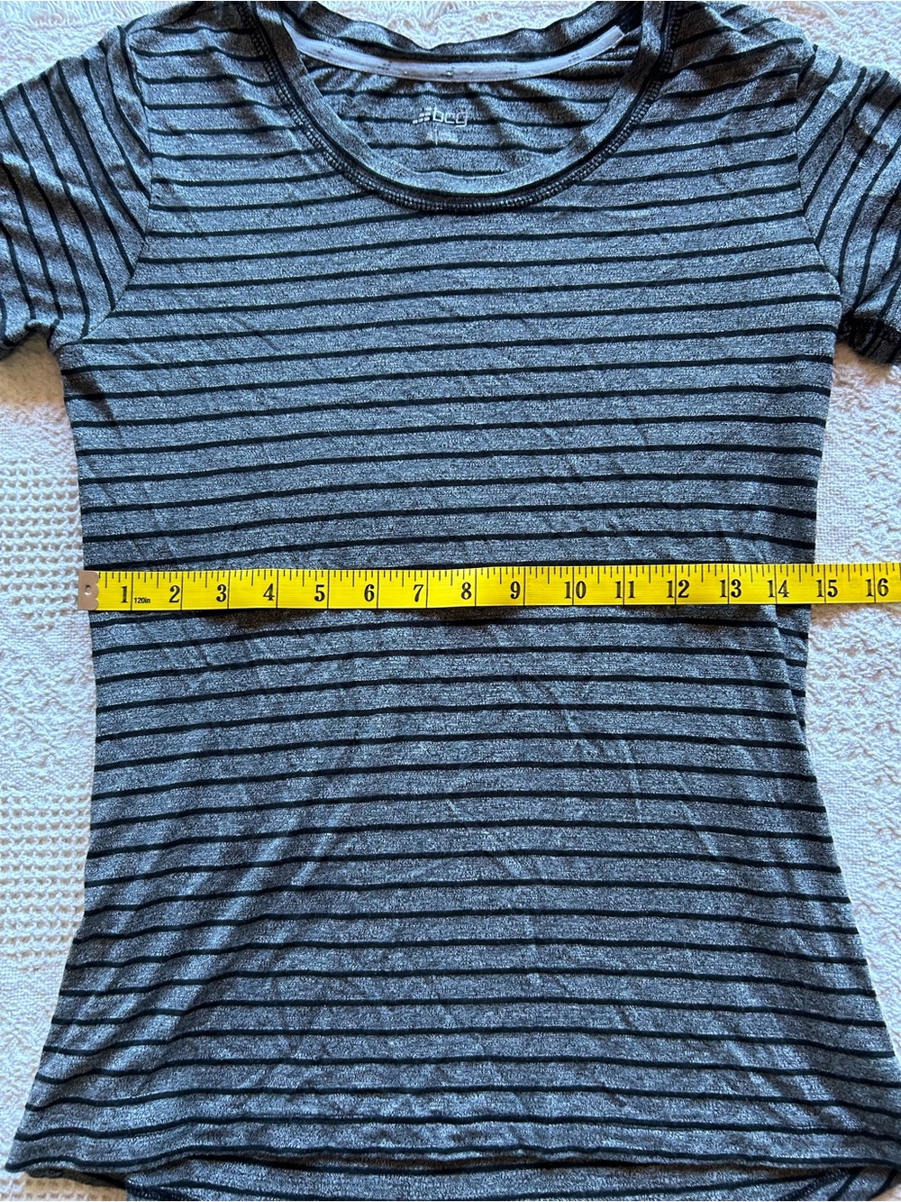 bcg Striped Scoop-Neck Short Sleeve Tee - Gray & Black - Picture 4 of 5